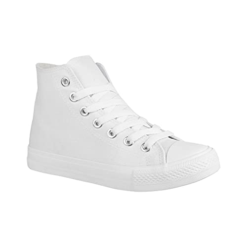 Elara Zapatillas de Deporte Unisex Zapatos Deportivos High Top Chunkyrayan 014 Schuhe 3600-3601-AllWhite-36