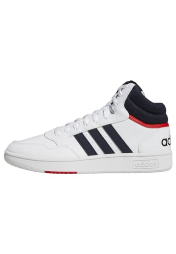 adidas Hoops 3.0 Mid Classic Vintage Shoes, Zapatillas para Hombre, Cloud White/Legend Ink/Vivid Red, 42 EU