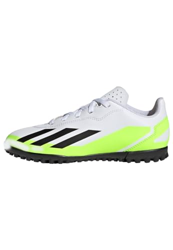 adidas X Crazyfast.4 Turf Boots, Football Shoes, FTWR White/Core Black/Lucid Lemon, 38 2/3 EU