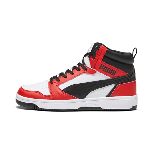 PUMA Rebound V6, Zapatillas Unisex adulto, Puma White Puma Black For All Time Red, 43 EU