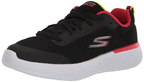 Skechers GO RUN 400 V2 OMEGA, Zapatillas para Niños, Black & Red Textile/ Lime Trim, 35 EU