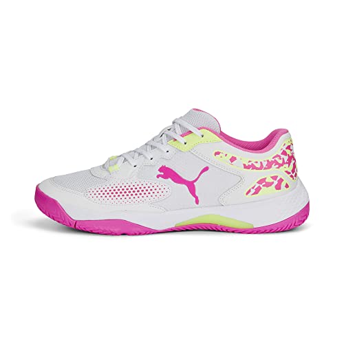 PUMA Unisex Adults' Sport Shoes SOLARCOURT RCT Tennis Shoes, PUMA WHITE-RAVISH-FAST YELLOW, 42.5