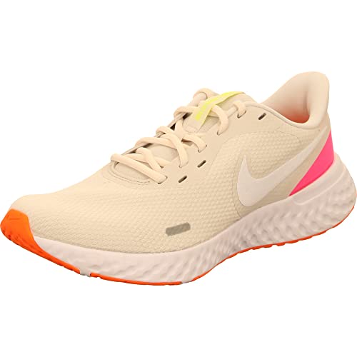 Nike Revolution 5, Zapatillas Mujer, Platinum Tint White Pink Blast Total Orange Lemon Venom, 38 EU