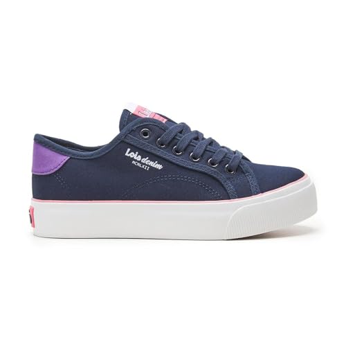 Lois Bamba Plataforma Textil Cordones Mujer Color: Marino Talla: 38