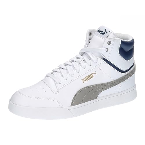 PUMA Unisex Shuffle Mid Zapatillas, Puma White Concrete Gray Persian Blue Puma Gold, 44 EU