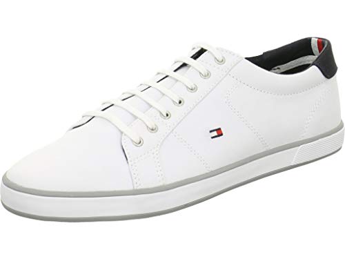 Tommy Hilfiger Zapatillas para Hombre Sneaker con Suela Vulcanizada, Blanco (White), 42 EU