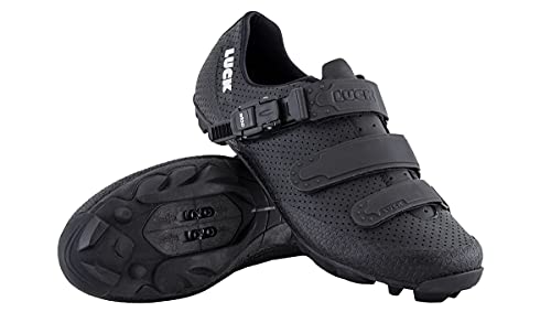 LUCK Zapatillas MTB Cronos | Zapatillas de Ciclismo para Hombre y Mujer | Zapatos Bicicleta Montaña | Suela de Carbono | Cierre Milimétrico (46, Negro)