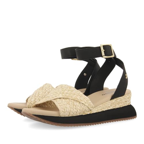 GIOSEPPO Sandalias Deportivas Beige Y Negro con CUÑA para Mujer MEHAMA