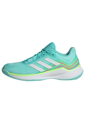 adidas Novaflight Volleyball Shoes, Zapatillas Deportivas Mujer, Flash Aqua/FTWR White/Lucid Lemon, 39 1/3 EU