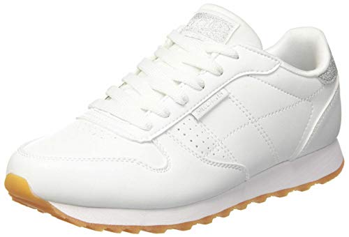Skechers OG 85 OLD SCHOOL COOL, Zapatillas para Mujer, Blanco (White Duraleather/ Silver Glitter Trim), 38 EU