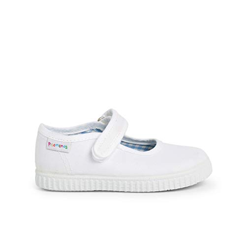 Pisamonas Merceditas Niña Cinta Adhesiva Suela Tipo Zapatillas Talla 24 Color Blanco