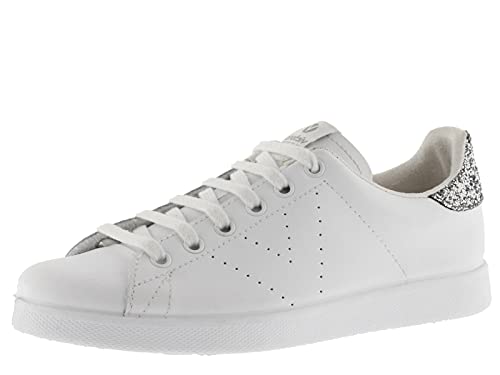 victoria Basket Tenis Piel & Trasera Glitter & Logotipo Troquelado 1125104 para Mujer Antracita 39