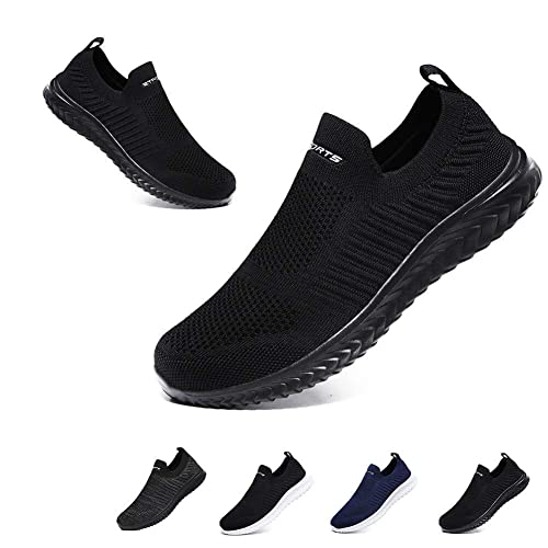 Zapatillas Deporte Slip On Hombre Mujer Sin Cordones Casual Sneakers Comodos Enfermera Zapato Negro EU42