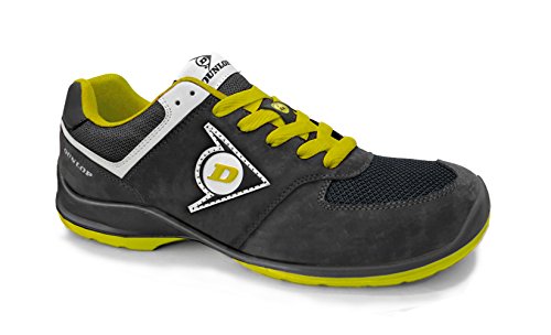 Dunlop DL0201038-41 Zapato, Piel de Ante y Mesh, Negro y Amarillo, 41