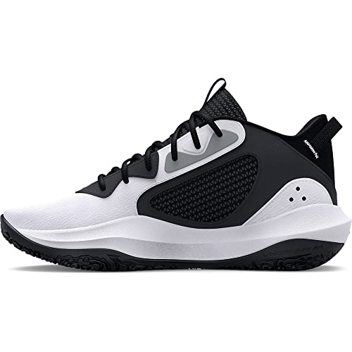 Under Armour Grade School UA Lockdown 6 Basketball Shoes, Corte Performancence Unisex Adulto, 101 White Black Black, 36 EU