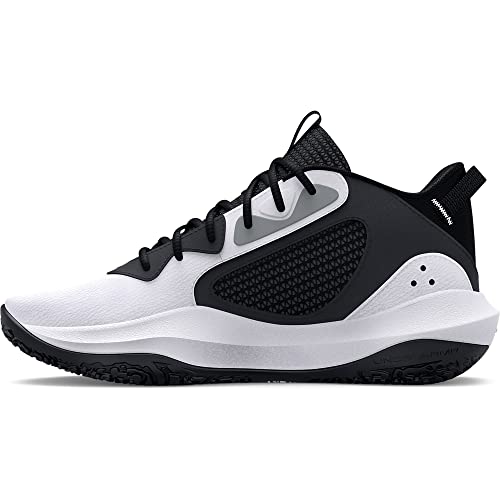 Under Armour Grade School UA Lockdown 6-Zapatillas de Baloncesto, Corte Performancence Unisex Adulto, 101 White Black Black, 38 EU