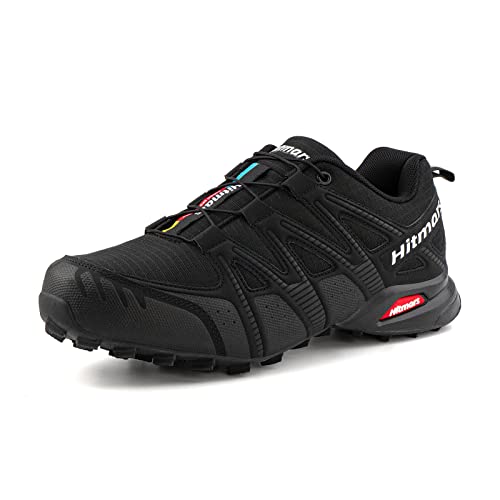 Hitmars Zapatillas de Trail Running Hombre Mujer Zapatillas de Trekking Zapatos de Senderismo Ligero Antideslizantes AL Aire Libre Zapatos de Trail Running Deportes Negro EU 44 (ISO(3431)-BK44)