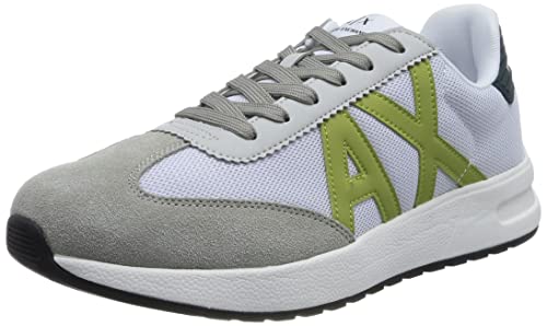 Armani Exchange Dusseldorf Contrast Logo, Sneaker, Zapatillas para Hombre, Multicolor (Op.White+Fog+D.Green), 43 EU
