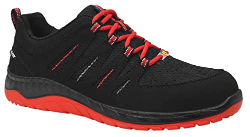 ELTEN Zapatos de seguridad MADDOX Black-Red Low S3, para hombre, deportivos, ligeros, color negro/rojo, puntera de acero