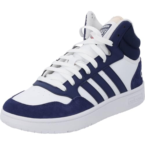 adidas Hoops 3.0 Mid Lifestyle Basketball Classic Vintage Shoes, Zapatillas para Hombre, Cloud White/Dark Blue/Dark Blue, 44 2/3 EU