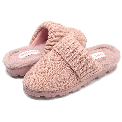 ONCAI Zapatillas de Invierno para Mujer Pantuflas Mullidas con Wspuma Pantuflass de Casa de Vellón Rosa EU 39