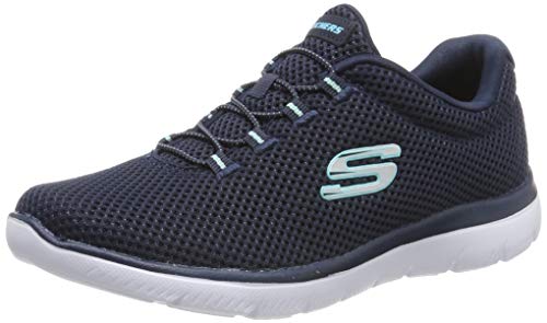 Skechers Summits, Zapatillas de Deporte Mujer, BLU Navy Mesh White Trim, 39 EU