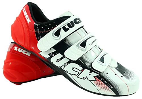 Luck Zapatillas de Ciclismo EVO, para Carretera, con Suela de Carbono,Muy rigida y Ligera y Triple Tira. (47 EU)