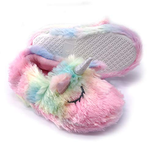 Dream Bridge Zapatillas de Felpa para Niñas Niños Zapatos de Peluche para Chicas Unicornio Rosa
