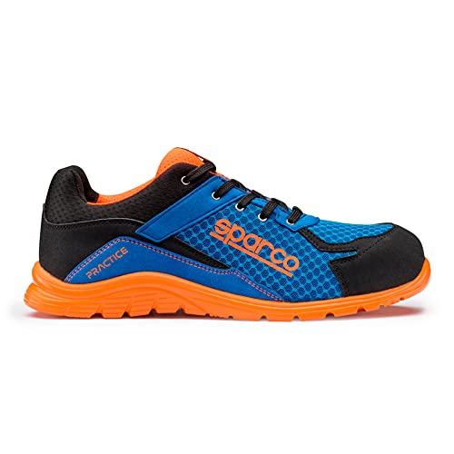 Sparco Unisex, para adultos, Zapatos de seguridad ligeros Practice S1P Niki, 0751743azaf, Azul/Naranja, 43