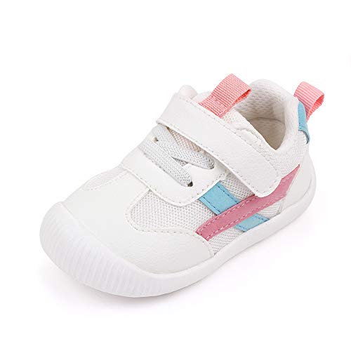 MK MATT KEELY Zapatillas para Bebé Primeros Pasos Zapatos Niño Niña Cuero PU Suela Suave Antideslizante 0-4 años,Rosa,EU19(CN15)
