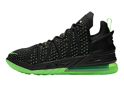 Nike Tenis de baloncesto Lebron 18 para hombre, Negro/Verde Eléctrico-Negro, 41 EU