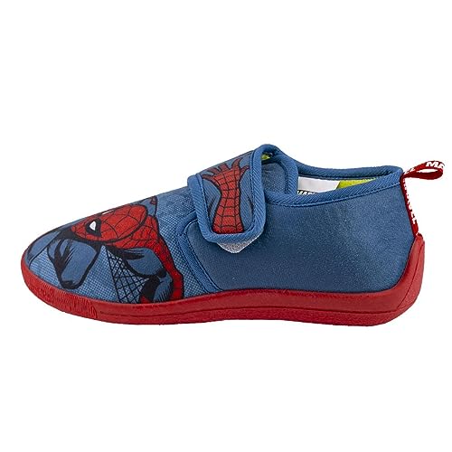 Zapatillas de Andar por Casa de Los Vengadores - Color Azul y Rojo - Talla 30-31 - Cierre de Velcro - Zapatillas Infantiles Tipo Francesita de Poliéster y TPR - Producto Original Diseñado en España
