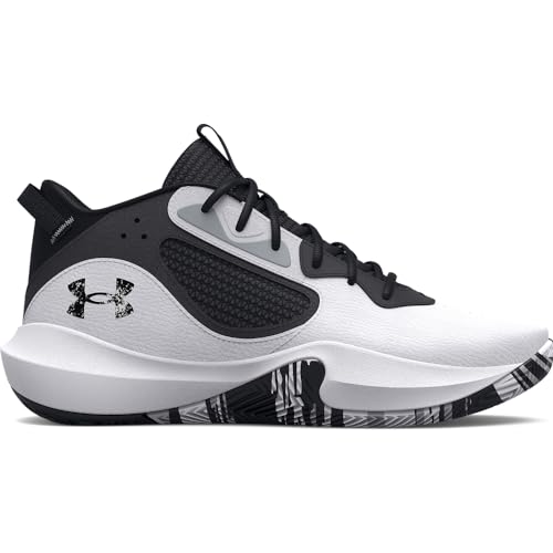 Under Armour UA Lockdown 6 Zapatillas de entrenamiento unisex, ligeras y transpirables zapatillas de baloncesto, color blanco/gris azabache/negro