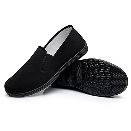 Zapatillas Chinas de Kung Fu de Lona para Artes Marciales, Zapatos de Tai Chi, Suela de Goma, Unisex, Todo Negro, Talla EU 38 (240cm)