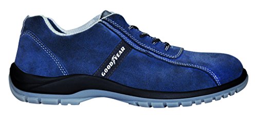 Goodyear G138/3052C - Zapatos de Seguridad Unisex S1P SRC - Piel Serraje Azul - Protección Composite - Antideslizante - Ideal para Trabajo Interior y Exterior - Talla 43