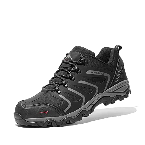 NORTIV 8 Zapatos de Senderismo Hombres Zapatillas Trekking Impermeables Botas Montaña Ligeros al Aire Libre Negro 160448_Low-E Talla 44 (EUR)
