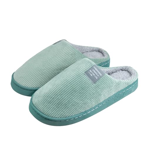 Milaloko Zapatillas Blandas de Peluche Para Mujeres y Hombres Para Mantener las Zapatillas Calientes en Invierno, Verde, 36-37