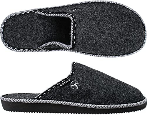 ESTRO Zapatillas de Casa Hombre - Pantuflas Hombre Zapatillas Hombre Casa Pantuflas de Fieltro Zapatillas Casa Hombre Invierno F14 (Negro, 42 EU)