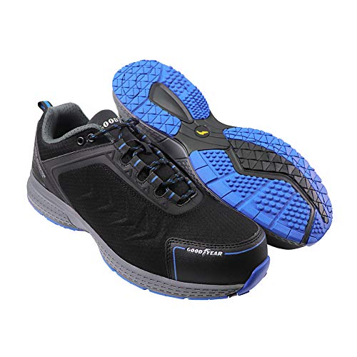 Goodyear Zapato de seguridad para hombre, sin metal, resistente al agua, ligero, compuesto de puntera flexible, entresuela para entrenamiento, S3/SRC/HRO, negro, talla 41-46