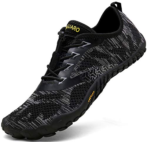 SAGUARO Hombre Mujer Barefoot Zapatillas de Trail Running Minimalistas Zapatillas de Deporte Fitness Zapatos Descalzos para Correr en Montaña Escarpines de Agua, Ónix Negro, 41 EU